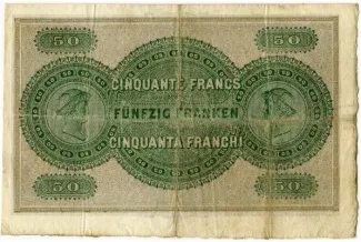Aargau 50 Francs, 1890-1906 reverse