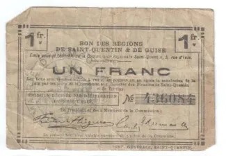 French notgeld 1 Franc, 1916 image