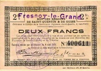 French notgeld 2 Francs, 1916 image