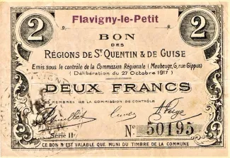 French notgeld 2 Francs, 1917 image