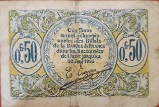 French notgeld 50 Centimes, 1925 reverse