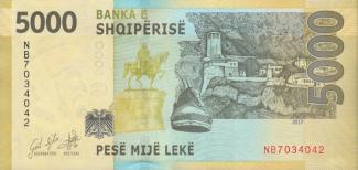 Albania 5.000 Lekë, 2017-2019 reverse