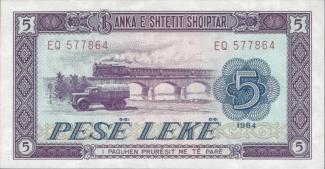 Albania 5 Lekë, 1964-1976 - Issued note obverse