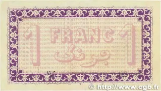 Alger, Department of 1 Franc, 1914-1922 reverse