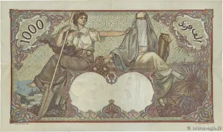 Algeria 1.000 Francs, 1926-1939 reverse