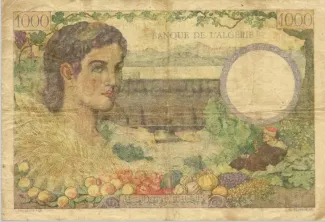 Algeria 1.000 Francs, 1941-1942 reverse