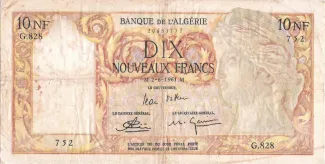 Algeria 10 Nouveaux, 1959-1961 obverse