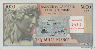 Algeria 50 Nouveaux, 1956 obverse