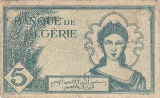 Algeria 5 Francs, 1942 reverse