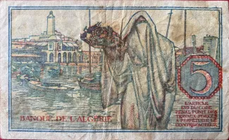 Algeria 5 Francs, 1944 reverse