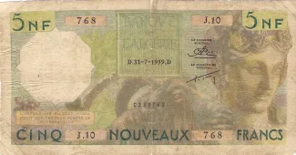 Algeria 5 Nouveaux, 1959 obverse