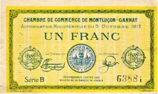 French notgeld 1 Franc, 1915 image