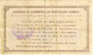 French notgeld 1 Franc, 1915 reverse