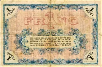 French notgeld 1 Franc, 1916 reverse