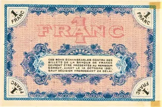 French notgeld 1 Franc, 1916 reverse