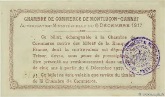 French notgeld 1 Franc, 1917 reverse