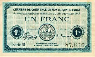 French notgeld 1 Franc, 1917 image
