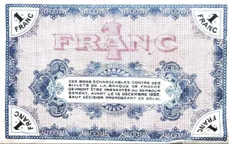 French notgeld 1 Franc, 1917 reverse
