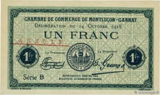 French notgeld 1 Franc, 1918 image