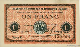 French notgeld 1 Franc, 1921 image