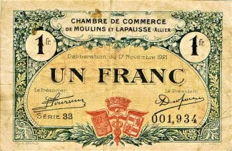 French notgeld 1 Franc, 1921 image