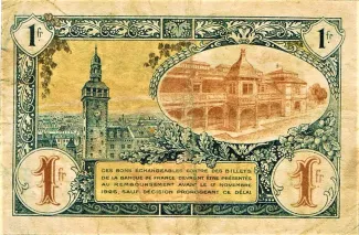 French notgeld 1 Franc, 1921 reverse