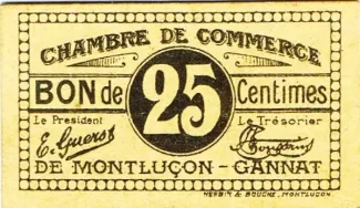 French notgeld 25 Centimes,  image