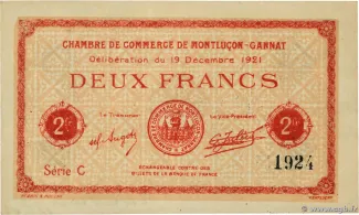 French notgeld 2 Francs, 1921 image
