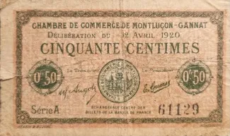 French notgeld 50 Centimes, 1920 image