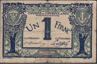 French notgeld 1 Franc, 1917 image