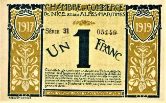 French notgeld 1 Franc, 1917 image
