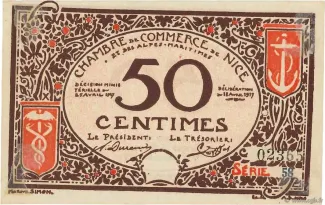 French notgeld 50 Centimes, 1917 image