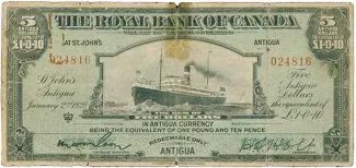 Antigua and Barbuda 5 Dollars, 1920
