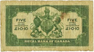 Antigua and Barbuda 5 Dollars, 1938 reverse