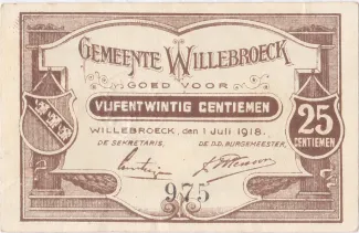 Antwerp, Province of 25 Centimes, 1918 reverse