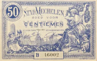 Antwerp, Province of 50 Centimes, 1917 reverse