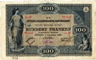 Appenzell 100 Francs, 1883-1906