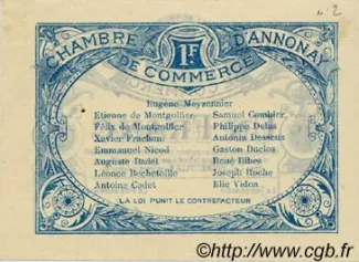 French notgeld 1 Franc, 1914 reverse