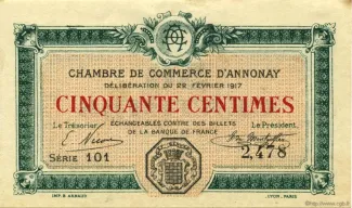 French notgeld 50 Centimes, 1921 image