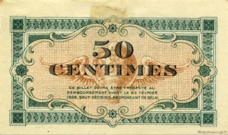 French notgeld 50 Centimes, 1917-1921 reverse