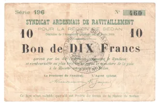 French notgeld 10 Francs, 1916 image