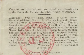 French notgeld 1 Franc, 1916 reverse