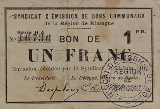 French notgeld 1 Franc, 1916 image