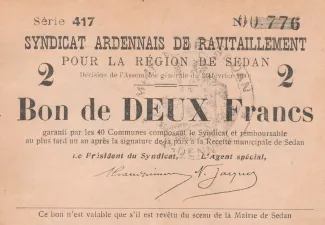 French notgeld 2 Francs, 1916 image