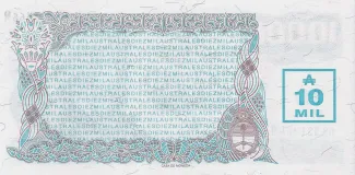 Argentina 10.000 Australes, 1989 reverse