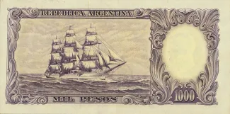 Argentina 1.000 Pesos, 1944-1955 reverse