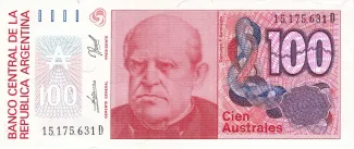 Argentina 100 Australes, 1989 image