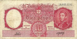 Argentina 10 Pesos, 1952 image