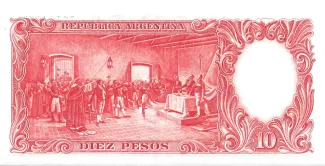 Argentina 10 Pesos, 1954-1962 reverse