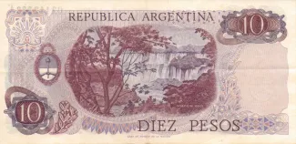 Argentina 10 Pesos, 1970-1973 reverse